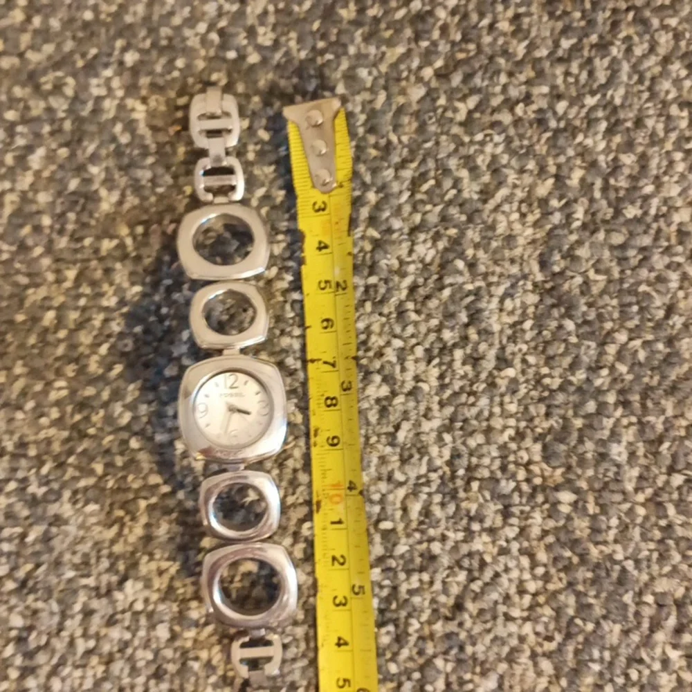 Fossil Silver ES2214 square face white dial bracelet women's watch